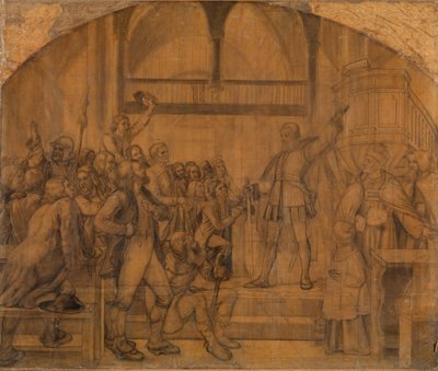 Gustav Vasa taler till dalfolket i Mora kyrka av Adolph Tidemand