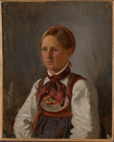 Porträtt av Gunild Olsdatter från Tinn av Adolph Tidemand