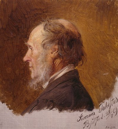 Porträtt av Simon Toldstad. Studie av Adolph Tidemand