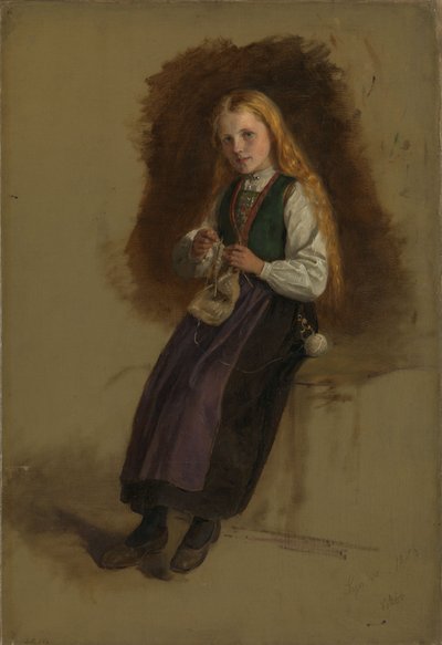 Porträtt av Syneve Larsdatter från Vikør av Adolph Tidemand