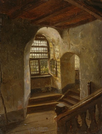 Trappa i ett slott vid Rhen av Adolph Tidemand
