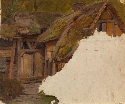 Studie av en gammal gård av Adolph Tidemand