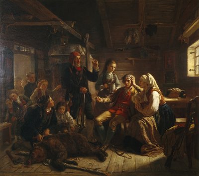 Den sårade björnjägaren av Adolph Tidemand