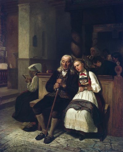 Den blinde och hans dotter av Adolph Tidemand