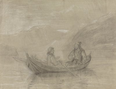 Två fiskare i en båt av Adolph Tidemand