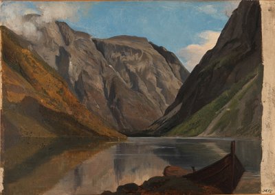 Utsikt över Gudvangen av Adolph Tidemand