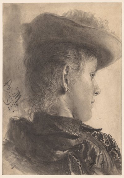 Byst av en kvinna, sedd bakifrån av Adolph Menzel