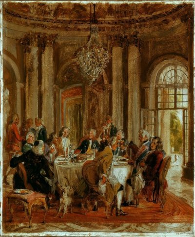 Kung Fredrik II. Runda bord i Sanssouci av Adolph Menzel