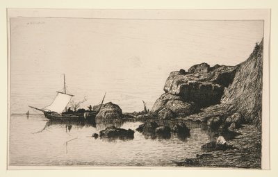 Fiskares båt anlöper klipporna i Collioure (Pyrenees Orientales) av Adolphe Appian