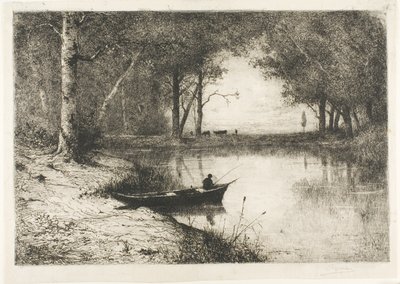Fiskare i en båt vid floden av Adolphe Appian