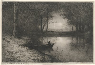 Fiskare i kanot, vid kanten av en flod (Fisherman in a Boat) av Adolphe Appian