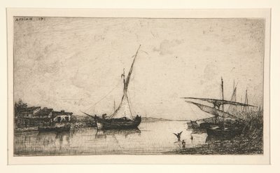 a. Två broar b. Fiskebåt av Adolphe Appian