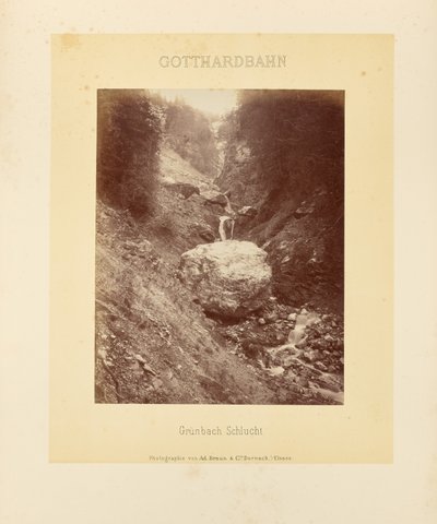 Gotthard-järnvägen: Grünbach Gorge av Adolphe Braun and Cie