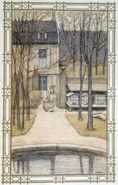 Binas liv: biodlaren och hans bikupor - teckning av A. Giraudon av Adolphe Giraudon