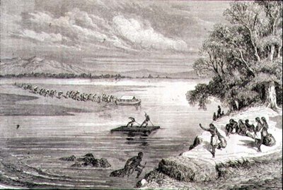 Korsar Coloradofloden på 1860-talet (gravyr) av Adolphe Gusman