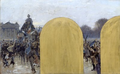 Skiss för prefektens kontor i Paris stadshus: Samling framför Strasbourgstatyn av Adolphe Gustave Binet