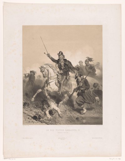 Kung Victor Emmanuel II av Italien i slaget vid Palestro Le roi Victor Emmanuel II (titel på objekt) av Adolphe Jean Baptiste Bayot