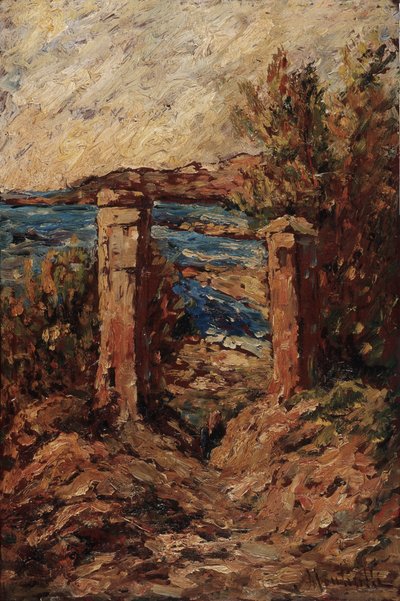Portal of Cassis, landskap vid havet Målning av Adolphe Monticelli (1824-1886) Dim 45x30 cm Musee Grobet-Labadie av Adolphe Joseph Thomas Monticelli