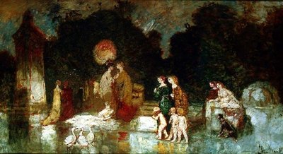 Scen i parken av Adolphe Joseph Thomas Monticelli