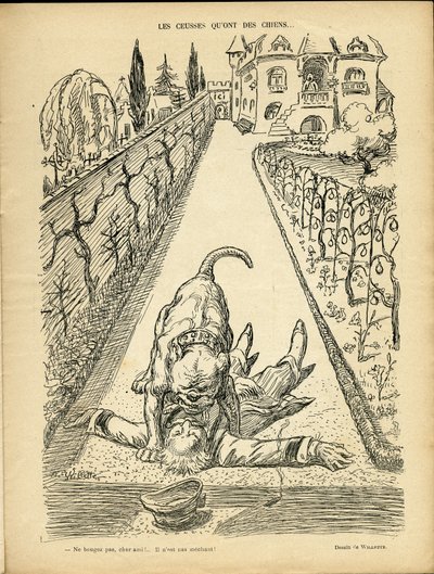 Illustration av Adolphe dit Willette (1857-1926) i Le Rire, 02/27/09 - De ceusses som har hundar - Arkitektur Urbanism, Djur - Hund, Pitt-Bull av Adolphe Leon Willette