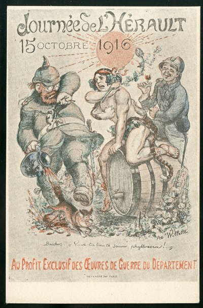 Vykort, satirisk i färger av Adolphe Leon Willette