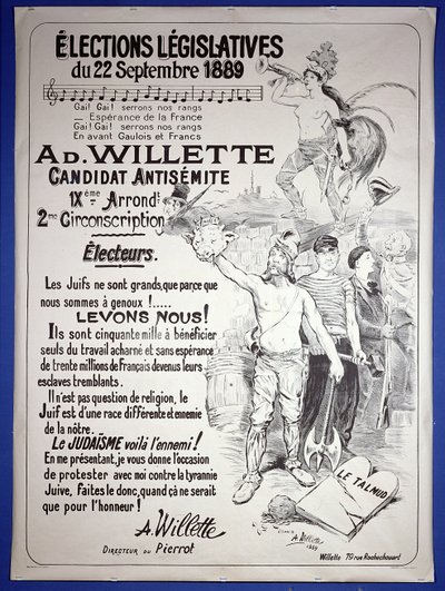 Affisch för att främja valet av konstnären i parlamentsvalet i september 1889. av Adolphe Leon Willette