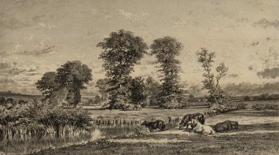 Hästar Betande av Adolphe Mouilleron