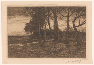Landskap med träd Kväll (titel på objekt) av Adolphe P.H J. van Weezel Errens (signed by artist)
