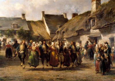 Ett bröllop i Bretagne 1863 Målning av Adolphe Pierre Leleux (1812-1891) 1863 Quimper musee des Beaux Arts av Adolphe Pierre Leleux