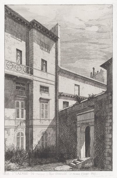 Rue St. Lazare 56, House of Paul Delaroche och Horace Vernet av Adolphe Théodore Jules Martial Potémont