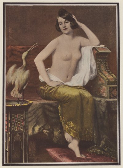 Favoriten, kvinna med en fågel (färg litho) av Adolphe Weisz