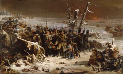 Marskalk Ney stödjer bakvakten under reträtten från Moskva av Adolphe Yvon
