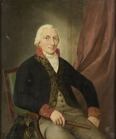 Porträtt av Albertus Henricus Wiese, generalguvernör i Nederländska Ostindien av Adriaan de Lelie (attributed to)