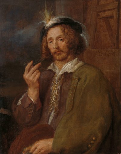 En målare som röker en pipa av Adriaen Brouwer (follower of)