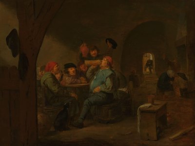 Drinking Bout på en krog av Adriaen Brouwer (manner of)