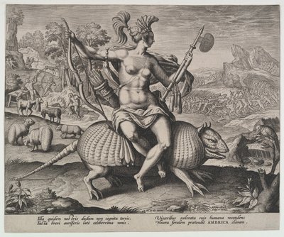 Amerika, från de fyra kontinenterna,.n.d. av Adriaen Collaert