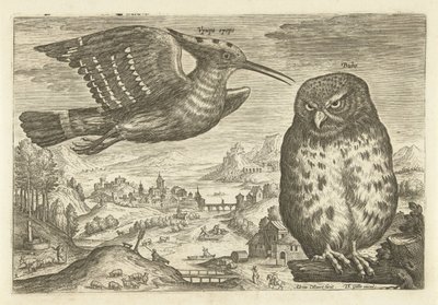Några fåglar i ett landskap Fåglar (serietitel) Avivm vivae (serietitel) av Adriaen Collaert