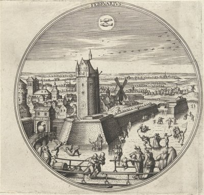 februari Febrvarivs (titel på objekt) De tolv månaderna (serietitel) av Adriaen Collaert