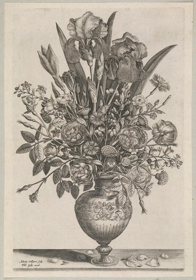 Blomstycke med iris av Adriaen Collaert