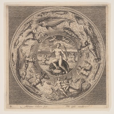 Galathea, från en serie mönster för tallrikar (Fonds de Coupe) av Adriaen Collaert