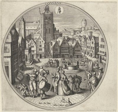 januari Ianvarivs (titel på objekt) De tolv månaderna (serietitel) av Adriaen Collaert