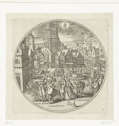 januari Ianvarivs (titel på objekt) De tolv månaderna (serietitel) av Adriaen Collaert
