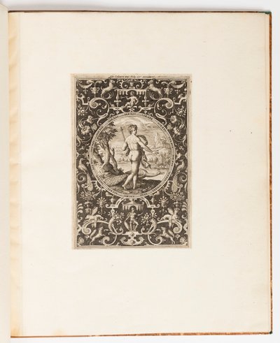 Juno, tallrik från en svit med 6 prydnadsmönster med Judgment of Paris av Adriaen Collaert