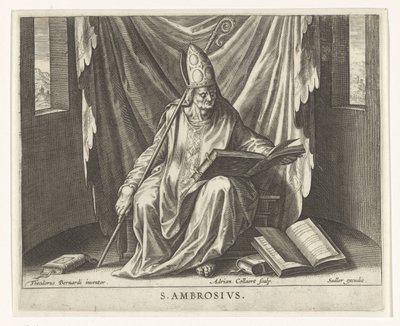 Kyrkofader Ambrosius De fyra kyrkofäderna (serietitel) av Adriaen Collaert