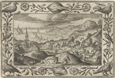 Kaninjakt Landskap med bibliska, mytologiska scener och jaktscener (serietitel) av Adriaen Collaert