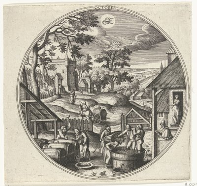 oktober De tolv månaderna (serietitel) av Adriaen Collaert