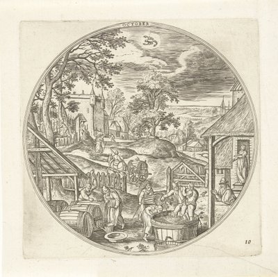 oktober De tolv månaderna (serietitel) av Adriaen Collaert