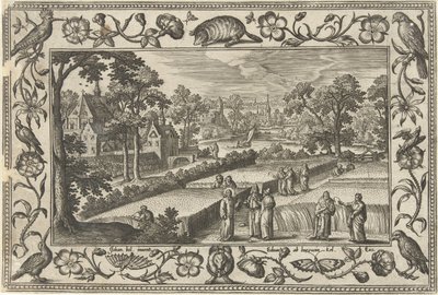 Spädplockning på sabbaten Landskap med bibliska, mytologiska scener och jaktscener (serietitel) av Adriaen Collaert