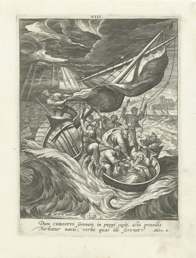 Storm på Galileiska sjön Life of Christ (serietitel) Vita I. Christi (serietitel) av Adriaen Collaert