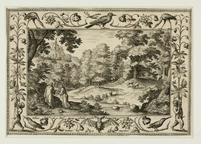 The Temptation of Christ, ur Landscapes with Old and New Testament Scenes and Hunting Scenes (Landskap med scener ur Gamla och Nya testamentet samt jaktscener) av Adriaen Collaert